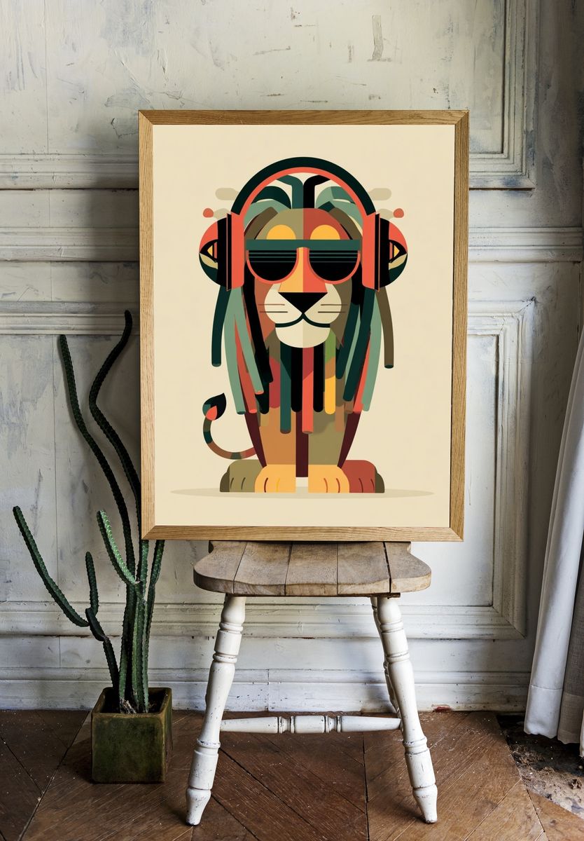 Reggae Lion Illustration Poster. room preview