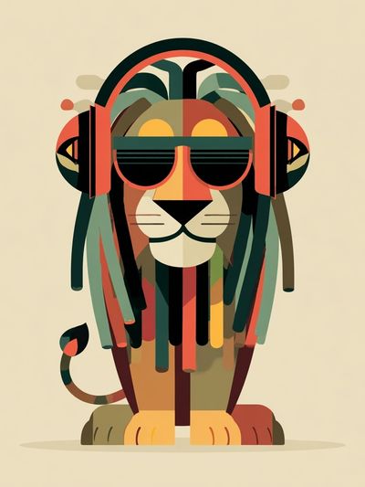 Reggae Lion Illustration Poster. poster