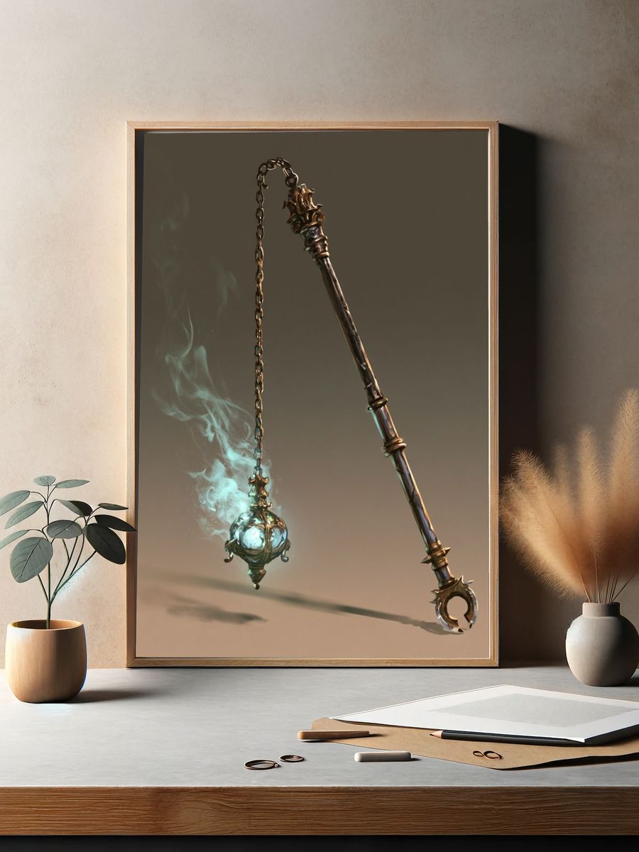 Mystic Staff and Lantern Illustration Poster. — room view 2