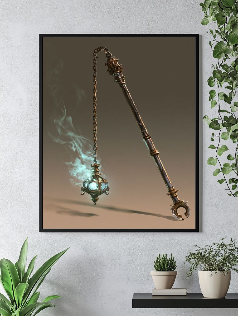 Mystic Staff and Lantern Illustration Poster. — room view 4