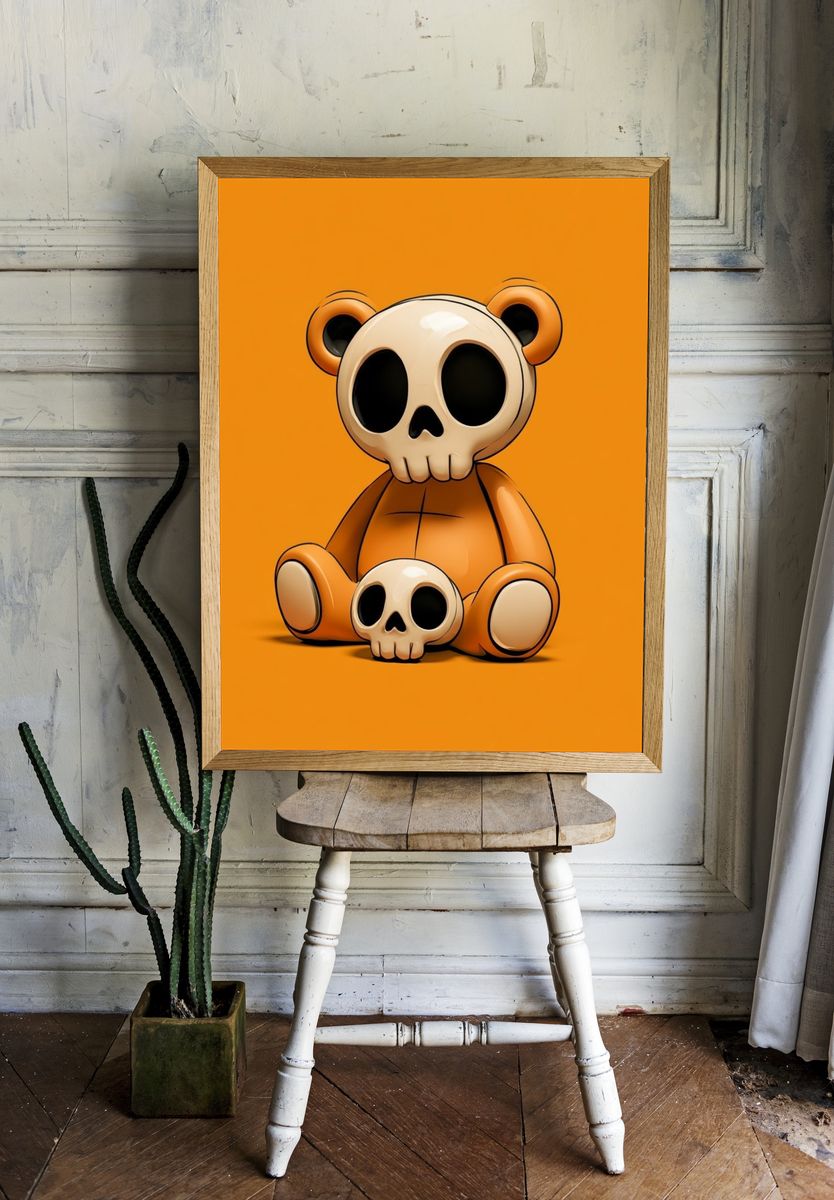 Skull Bear Illustration Poster. room preview