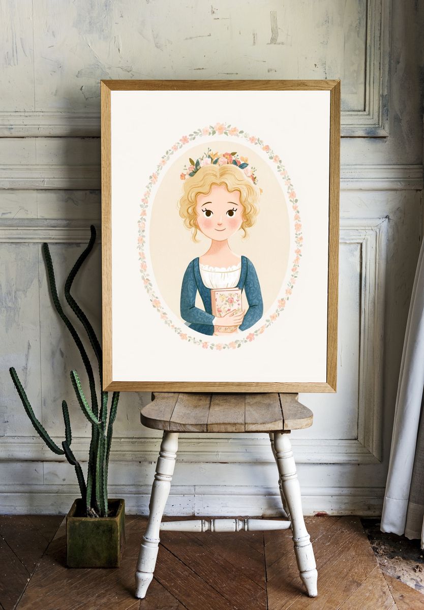Floral Portrait Illustration Poster. — room view 1