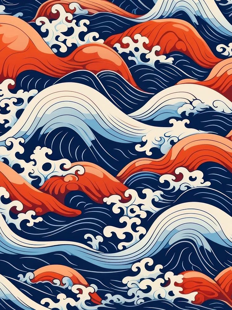 Ocean Waves Illustration Poster. poster detail