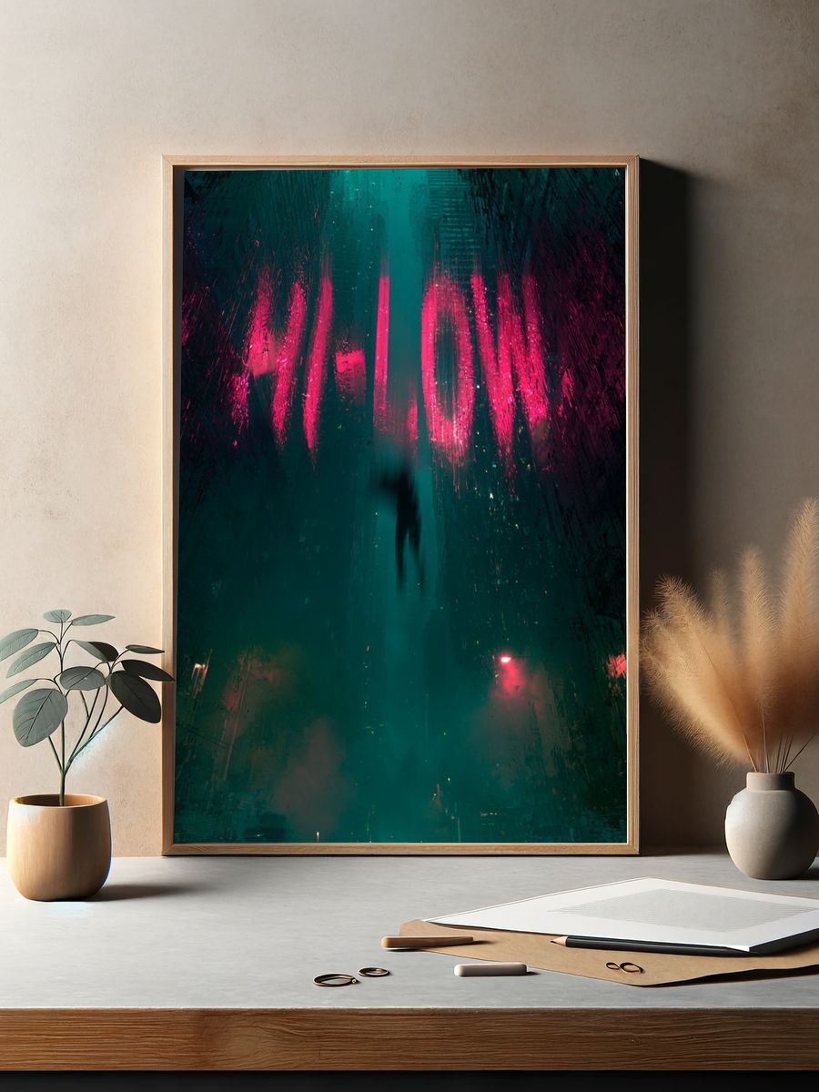 Neon City Descent Poster. — room view 2