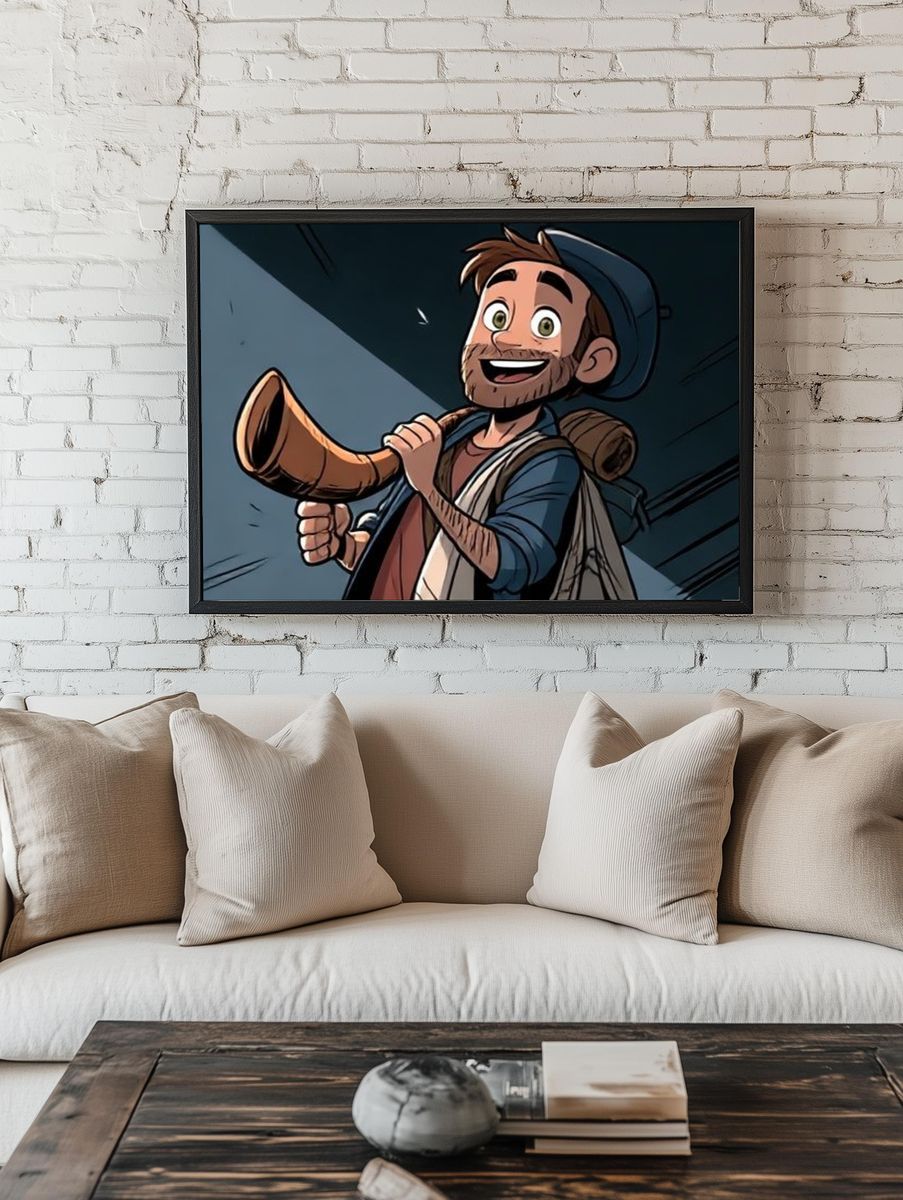 Smiling Traveler Illustration Poster. — room view 1
