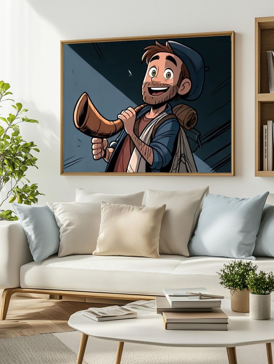 Smiling Traveler Illustration Poster. — room view 2