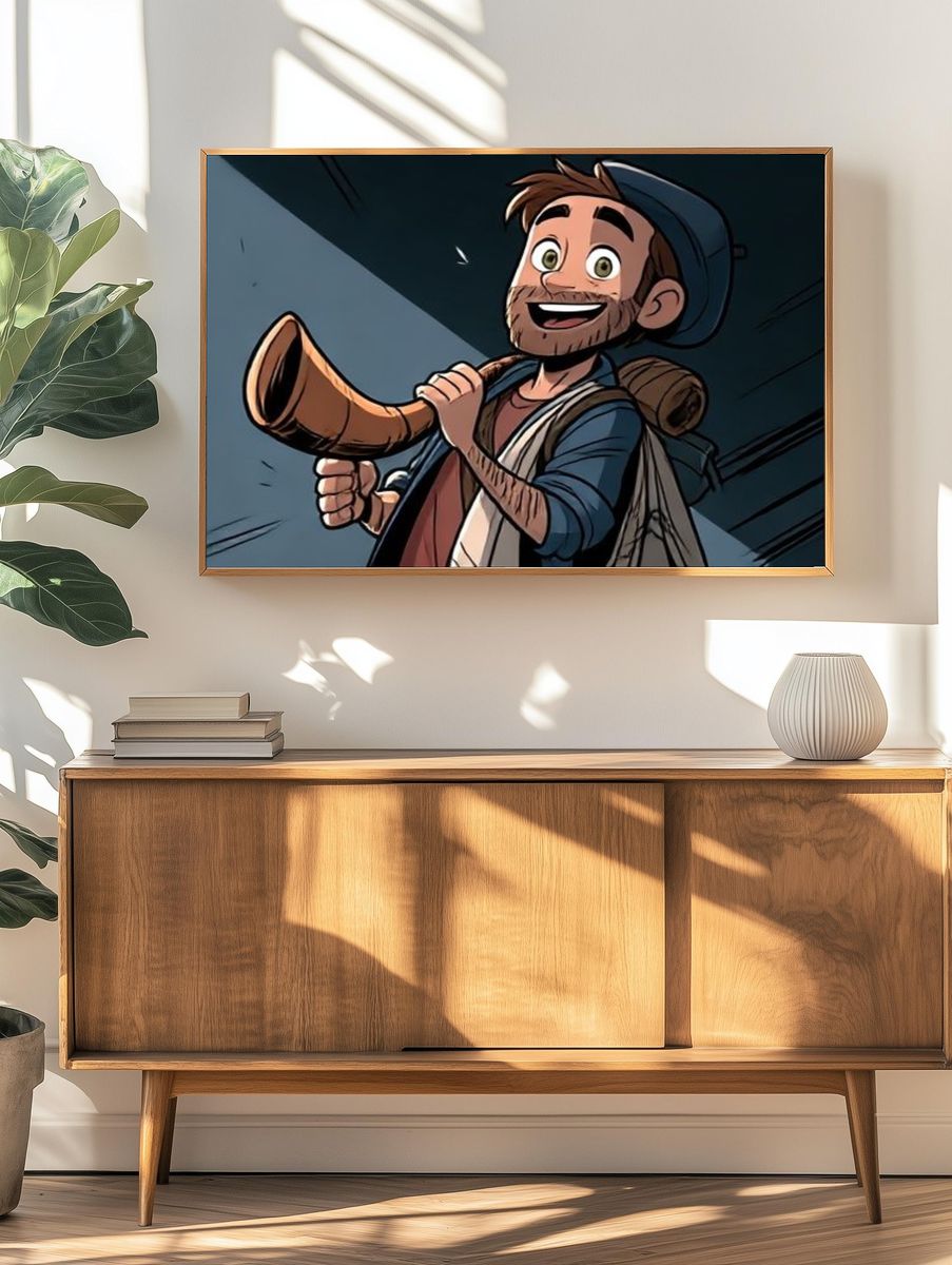 Smiling Traveler Illustration Poster. — room view 3