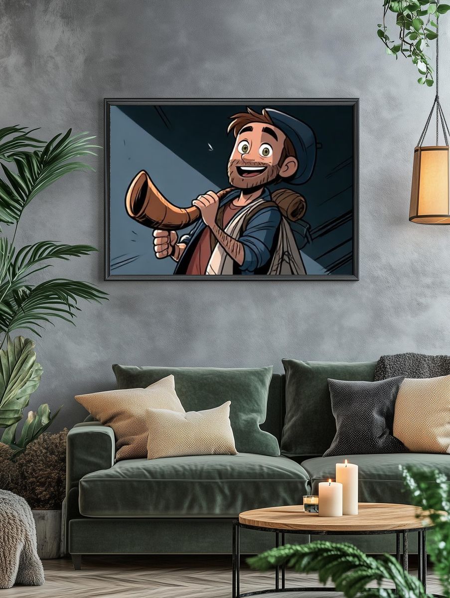 Smiling Traveler Illustration Poster. — room view 4
