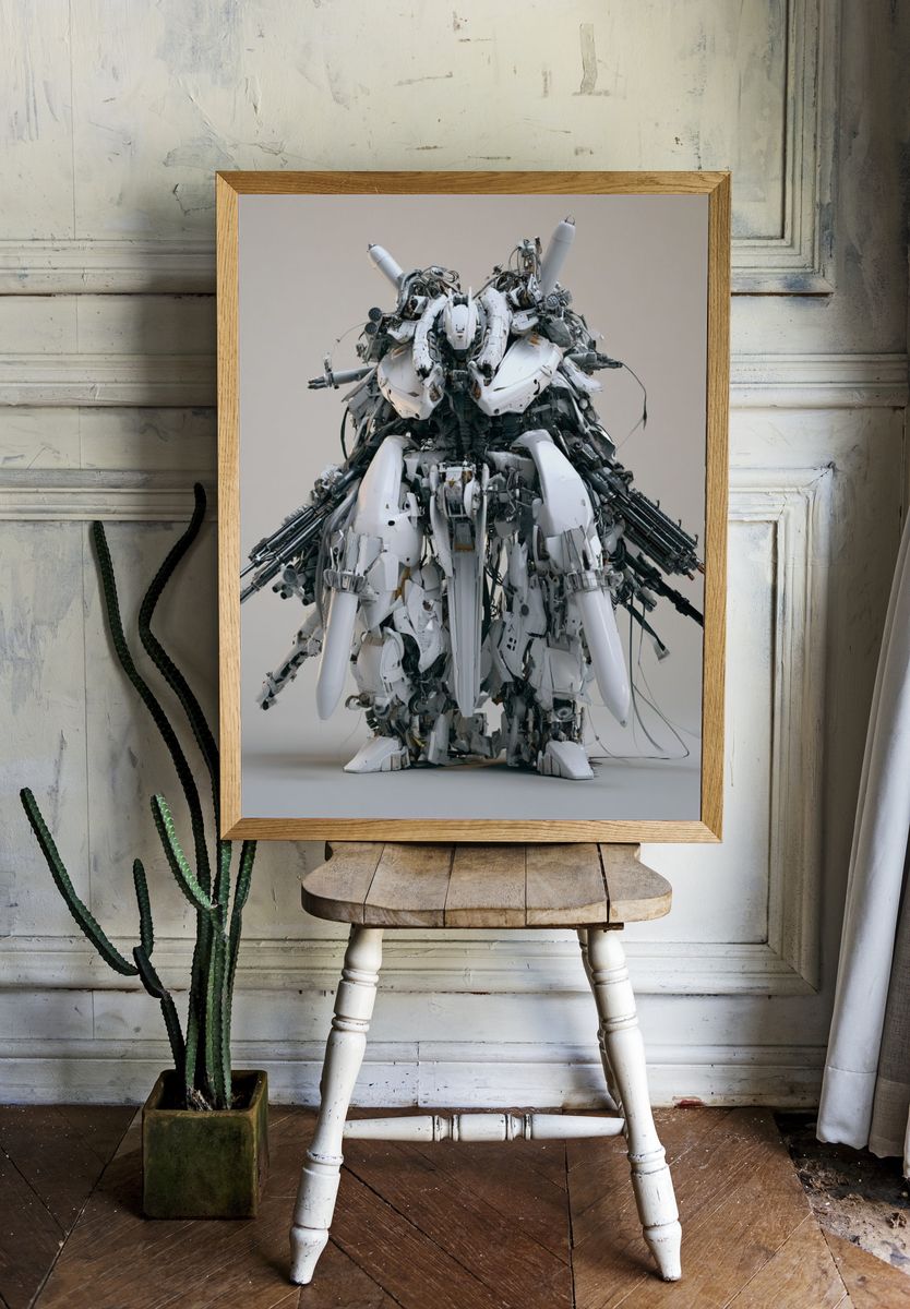 Mecha Robot Sculpture Print. room preview
