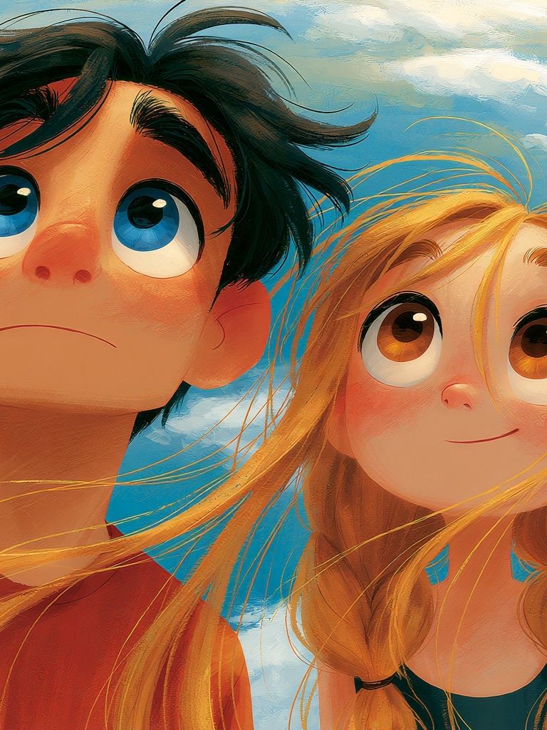 Animated Sky Portrait Print. poster — illustration art