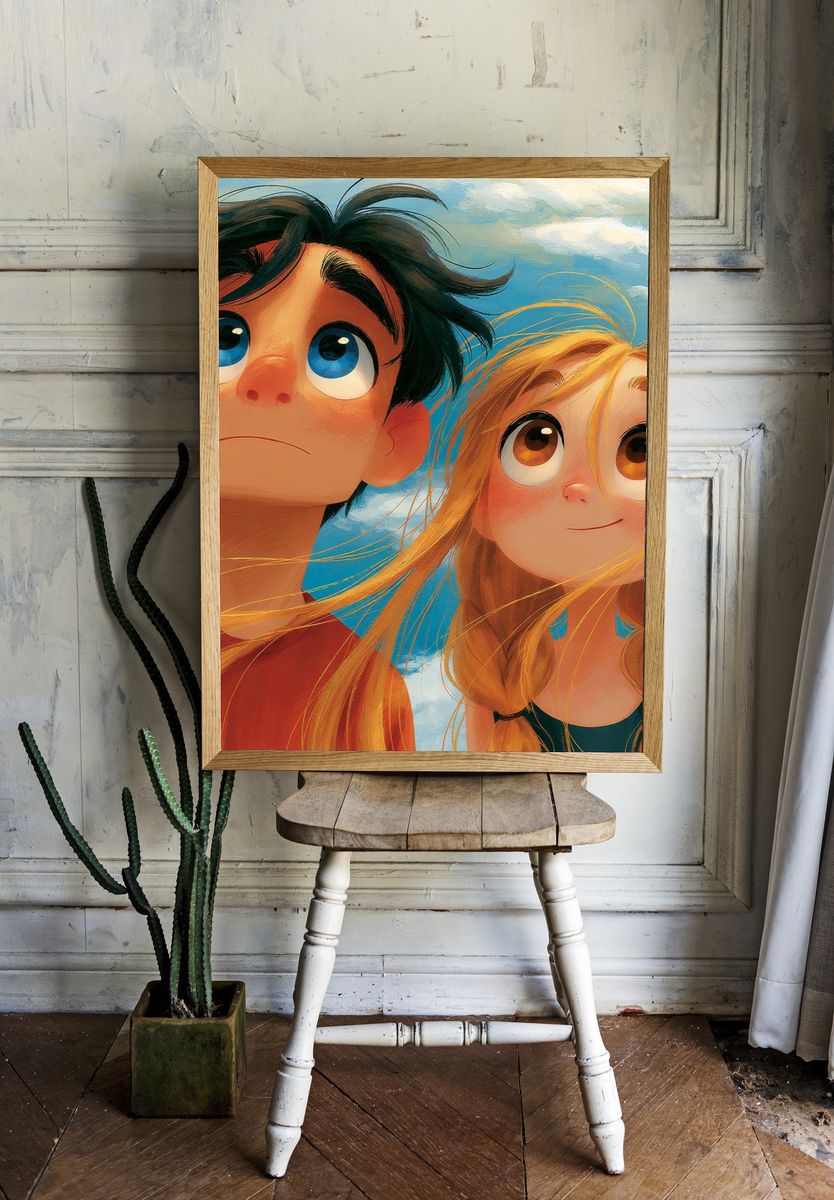 Animated Sky Portrait Print. room preview