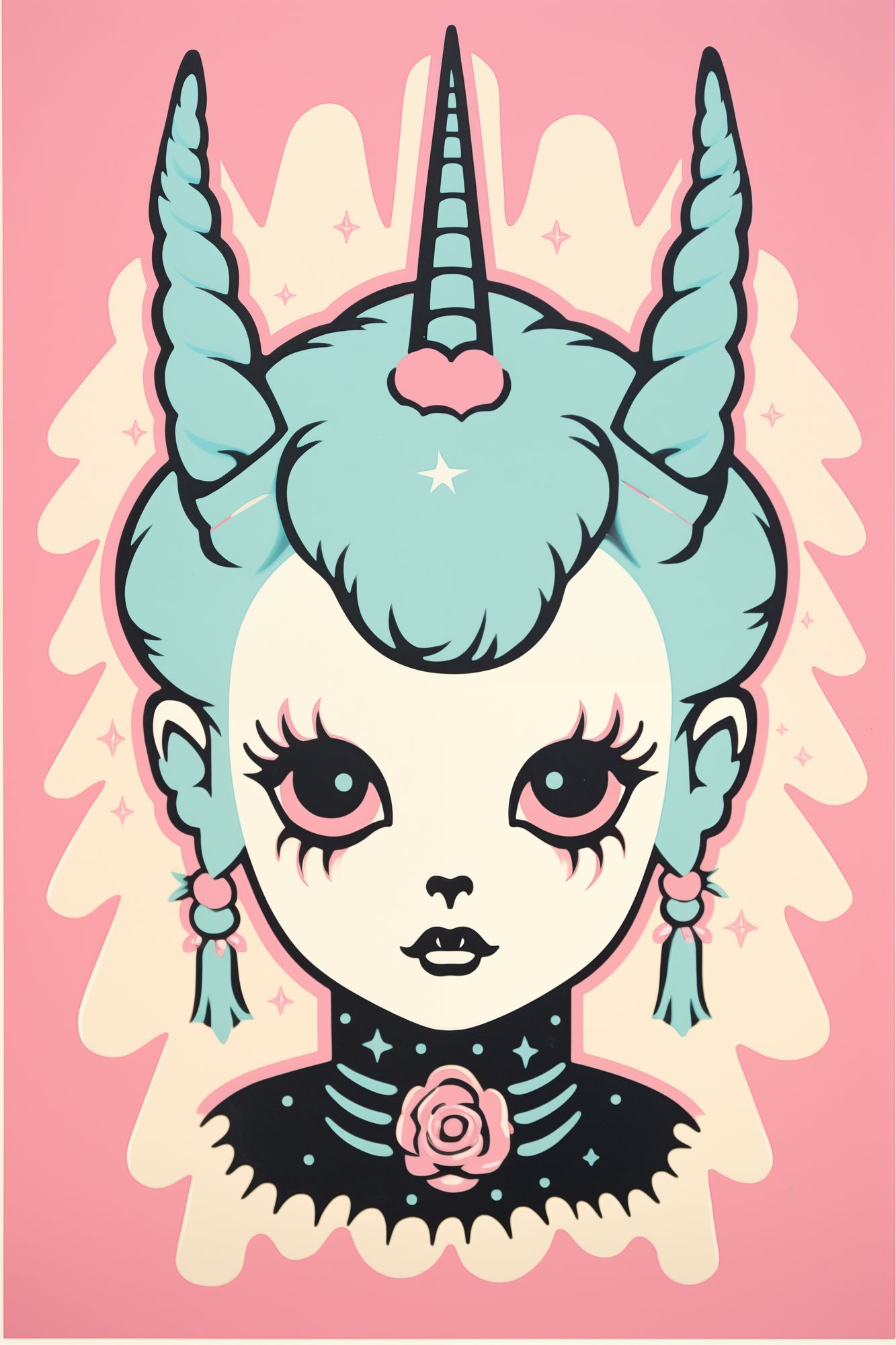 Pastel Unicorn Girl Illustration Poster. poster — illustration art