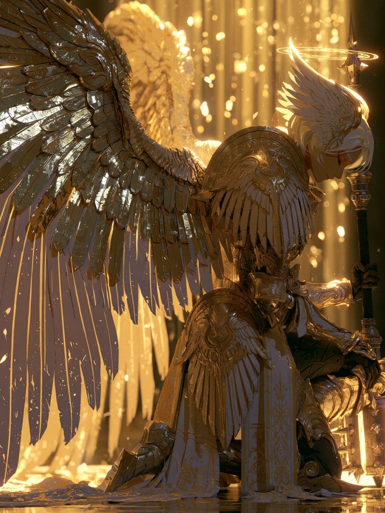Golden Angel Fantasy Illustration Poster. poster detail