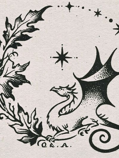 Dragon Moon Circle Typography Print. poster
