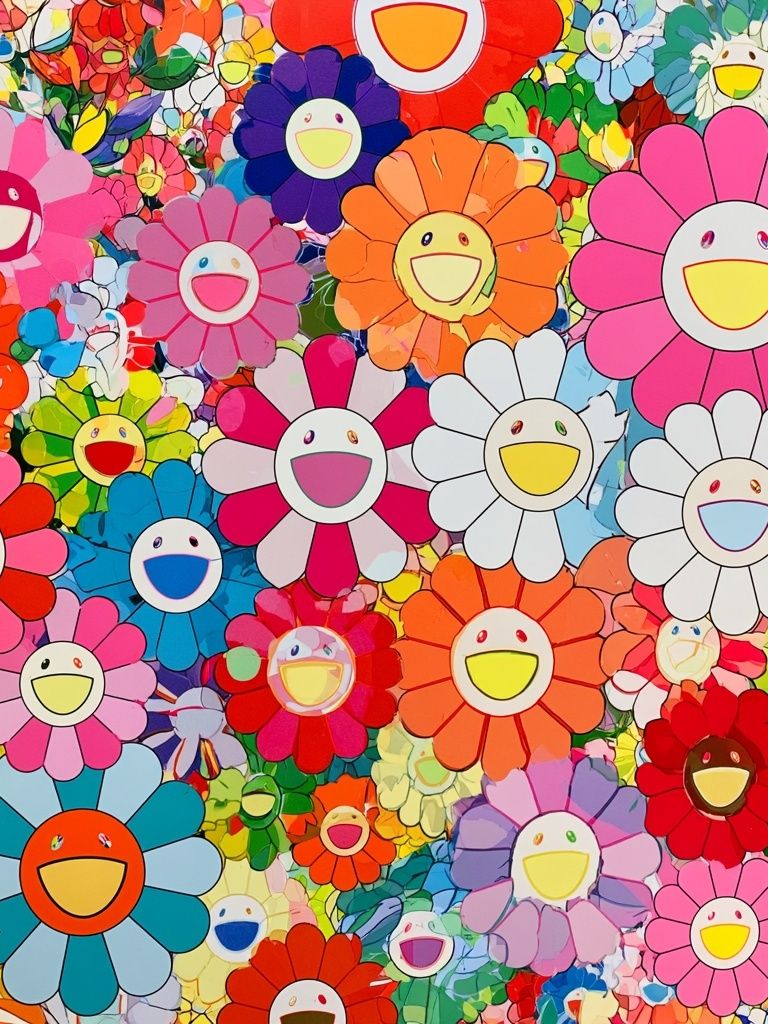 Smiling Flower Garden Illustration Poster. poster — illustration art