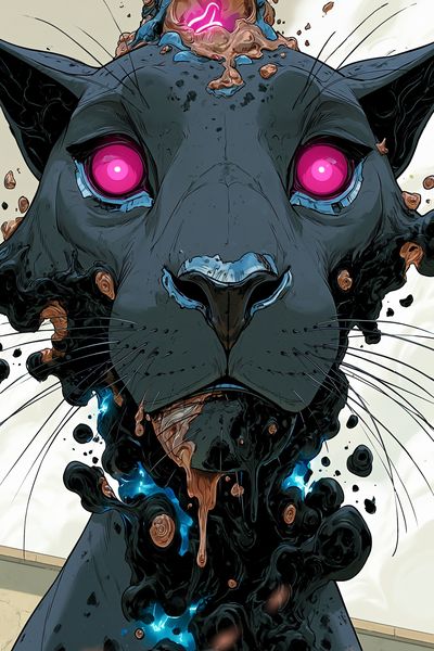 Neon Panther Digital Art Poster. poster print