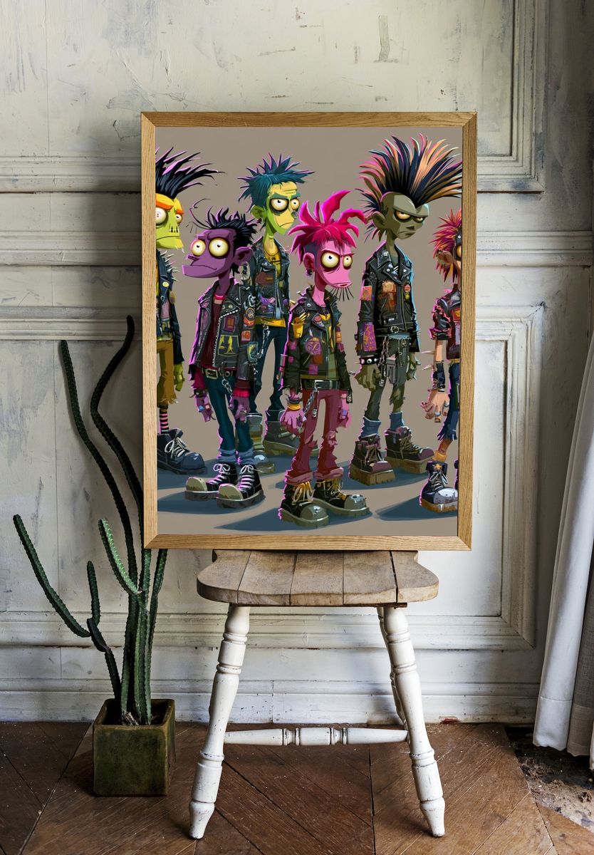 Punk Cartoon Band Poster. room preview