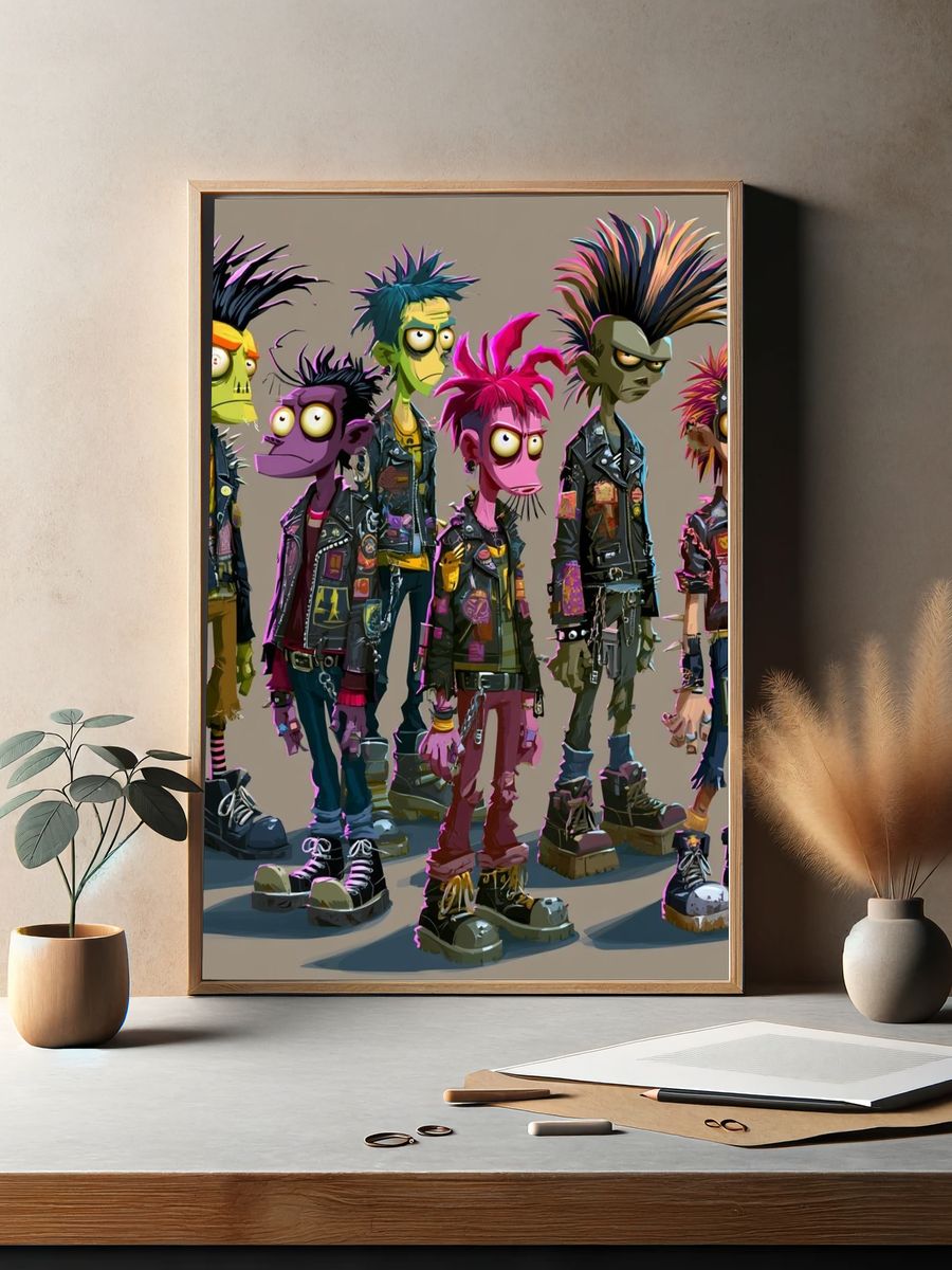 Punk Cartoon Band Poster. — room view 2
