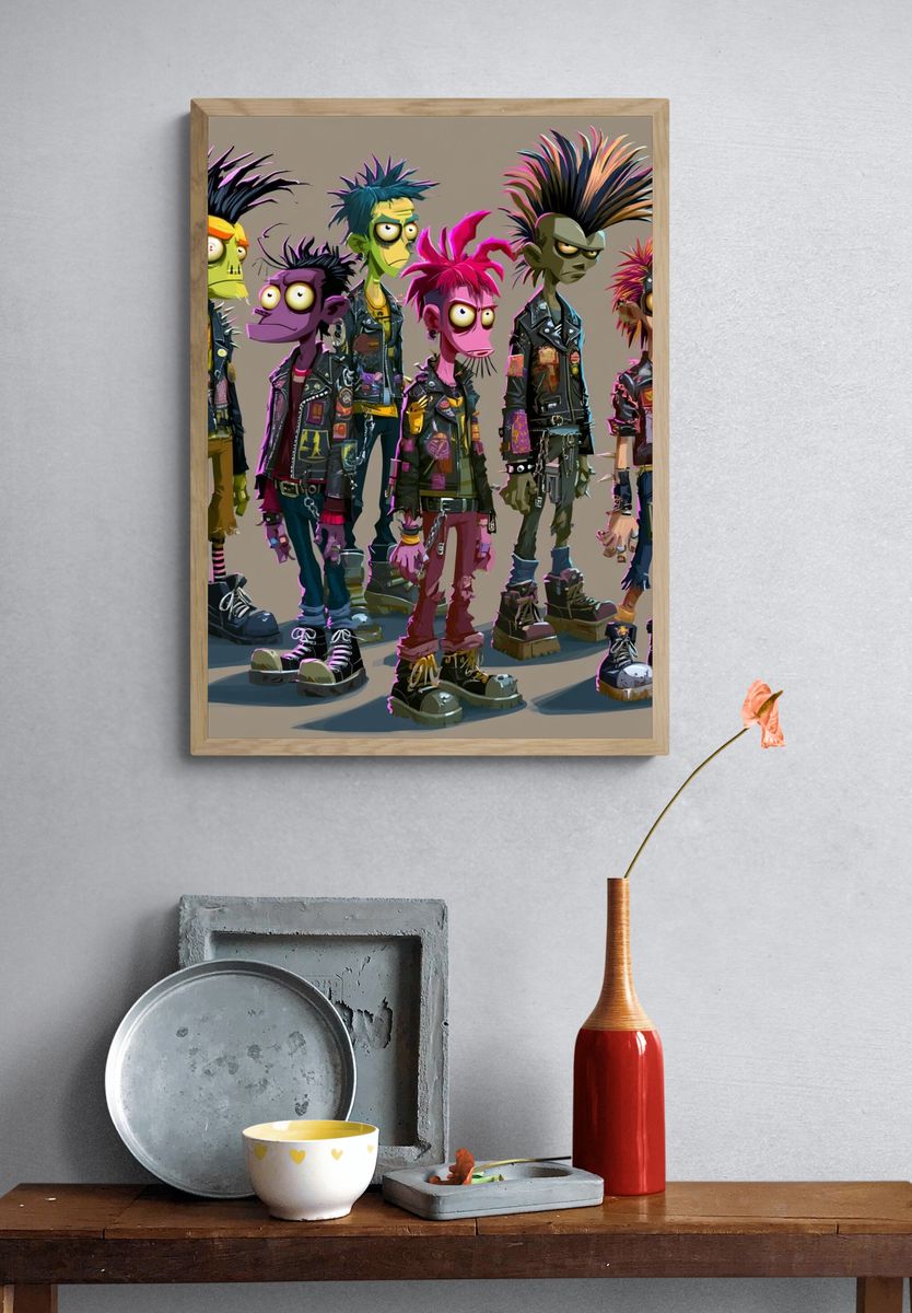 Punk Cartoon Band Poster. — room view 3