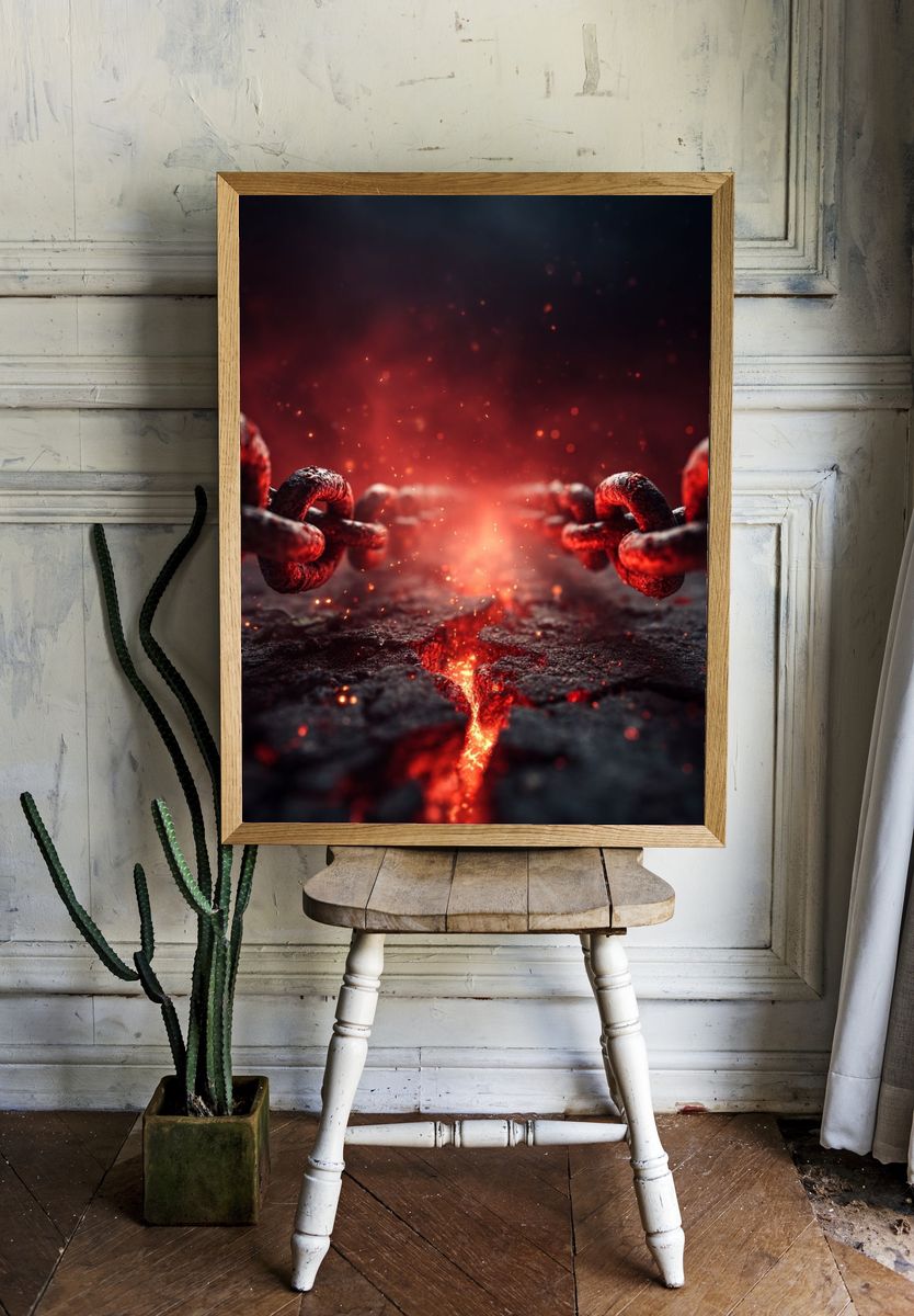 Molten Chain Break Illustration Poster. room preview