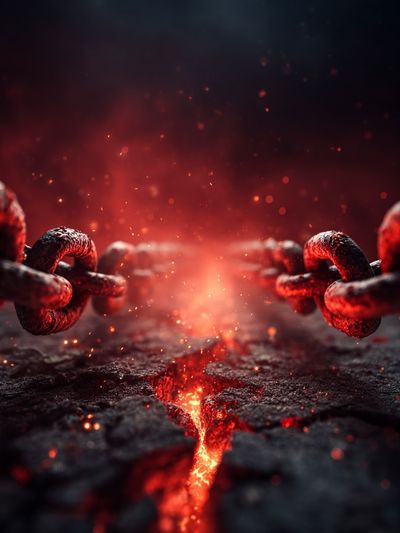 Molten Chain Break Illustration Poster. poster