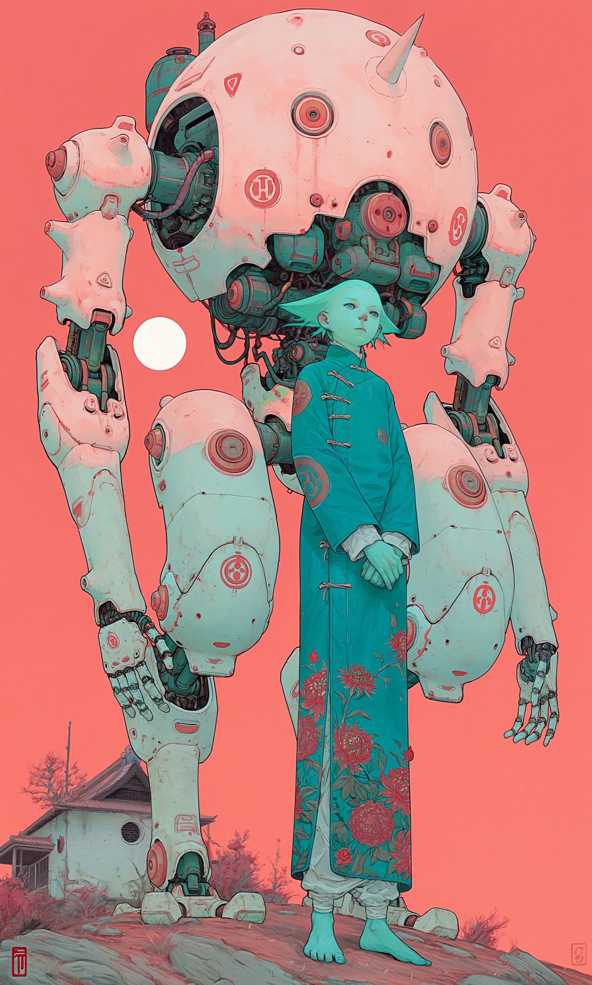 Mecha Guardian Digital Art Poster. poster — illustration art