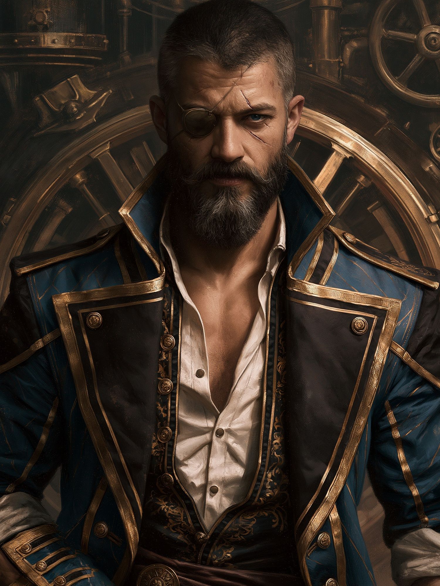 Steampunk Captain Portrait Print. poster detail
