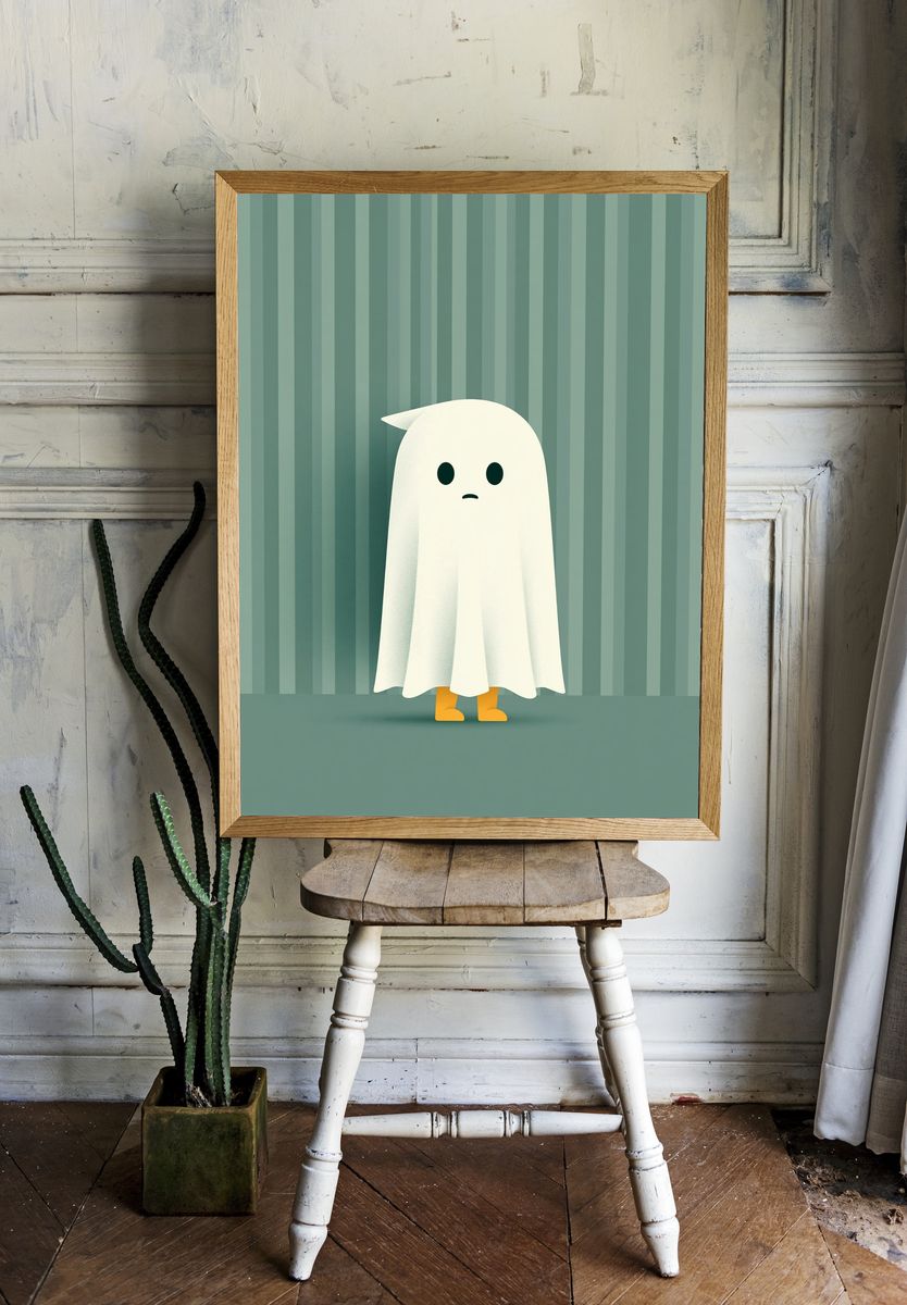 Cute Ghost Illustration Poster. room preview