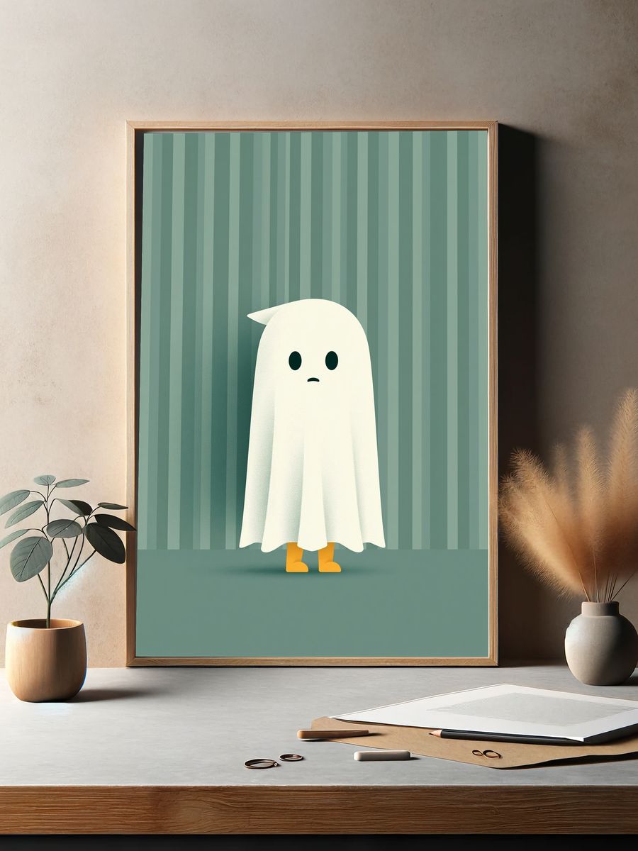 Cute Ghost Illustration Poster. — room view 2