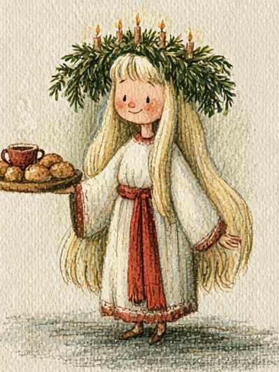 Girl with Bread Tray Watercolor Poster. poster