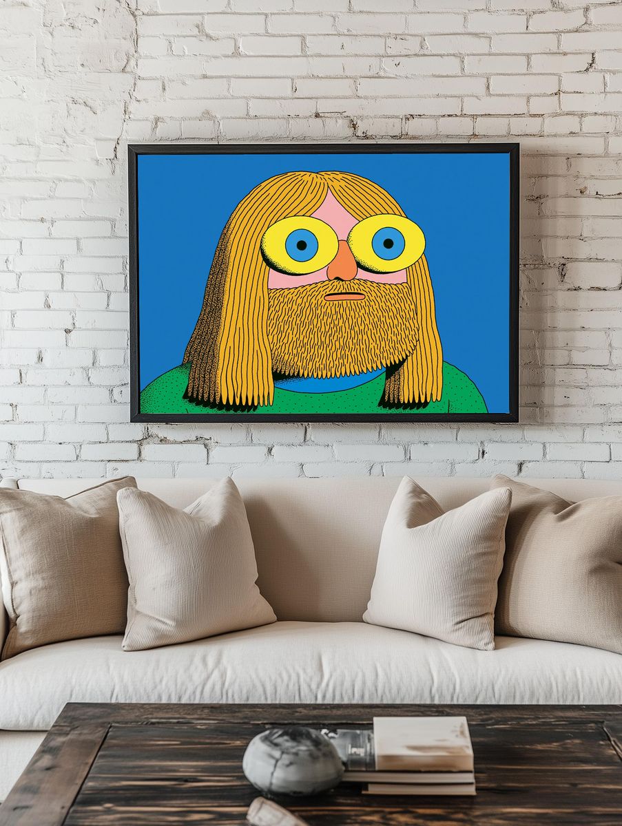 Psychedelic Bearded Portrait Poster. room preview