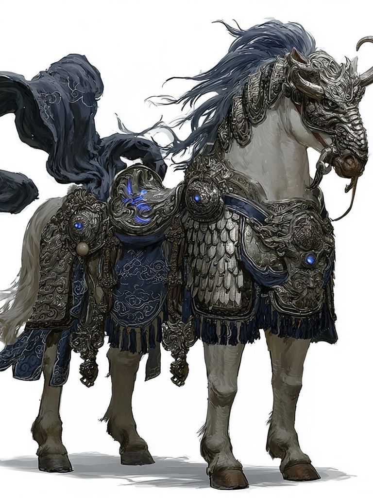 Armored Fantasy Horse Illustration Poster. poster — illustration art