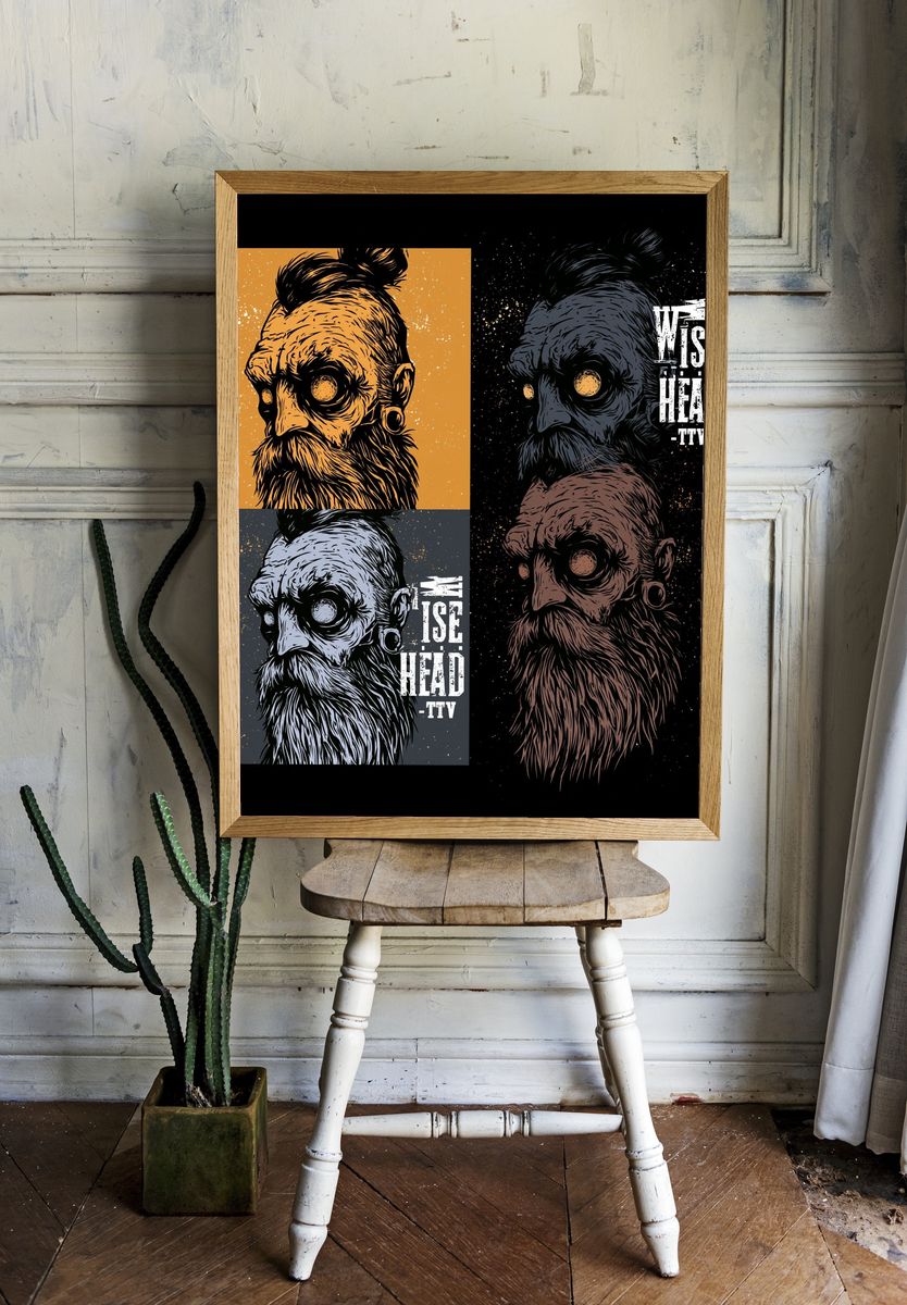 Wise Head Illustration Poster. room preview
