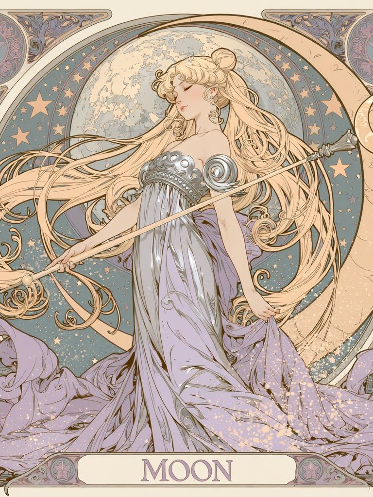 Moon Goddess Art Nouveau Poster. poster — illustration art