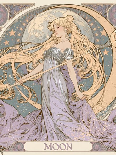 Moon Goddess Art Nouveau Poster.