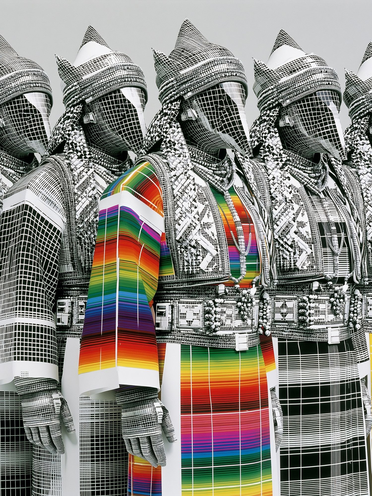 Rainbow Grid Figures Illustration Poster. poster — illustration art