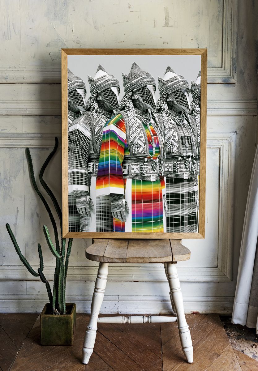 Rainbow Grid Figures Illustration Poster. — room view 1