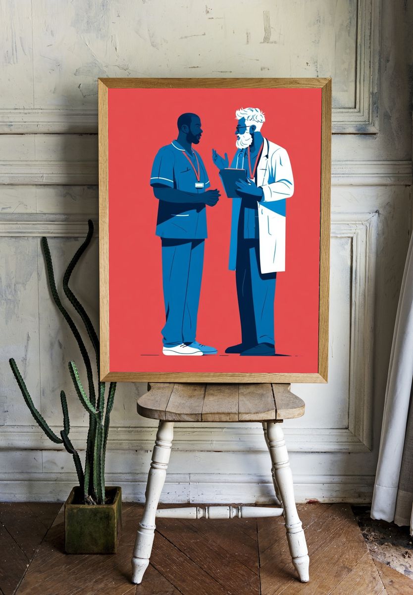 Doctors Conversation Illustration Poster. — room view 1