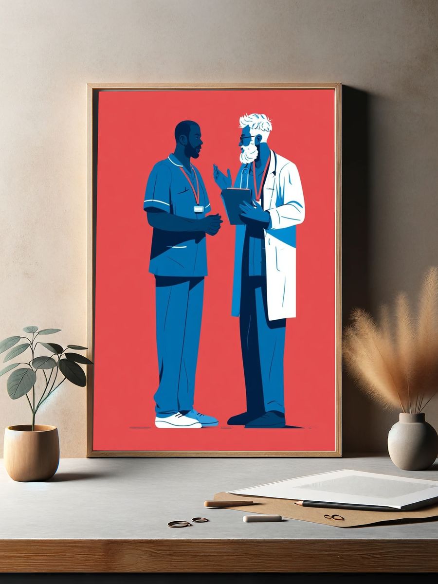 Doctors Conversation Illustration Poster. — room view 2