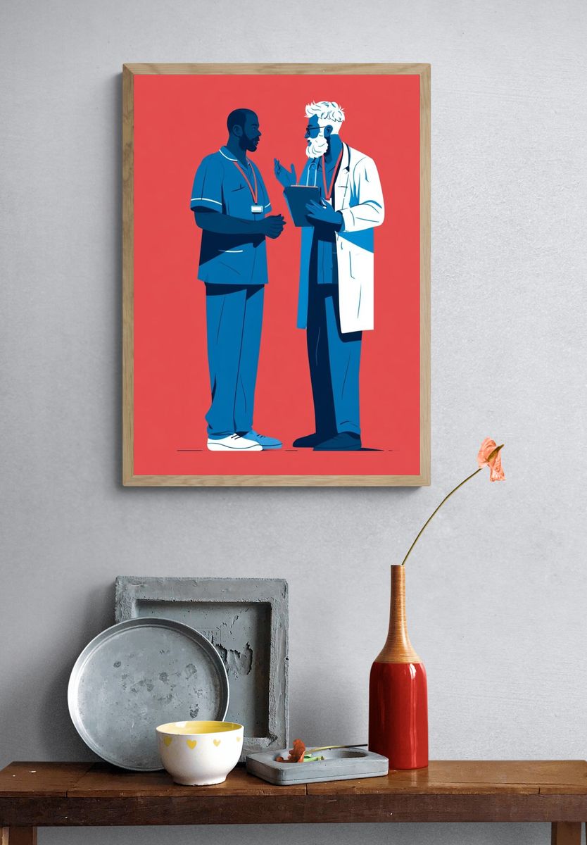 Doctors Conversation Illustration Poster. — room view 3