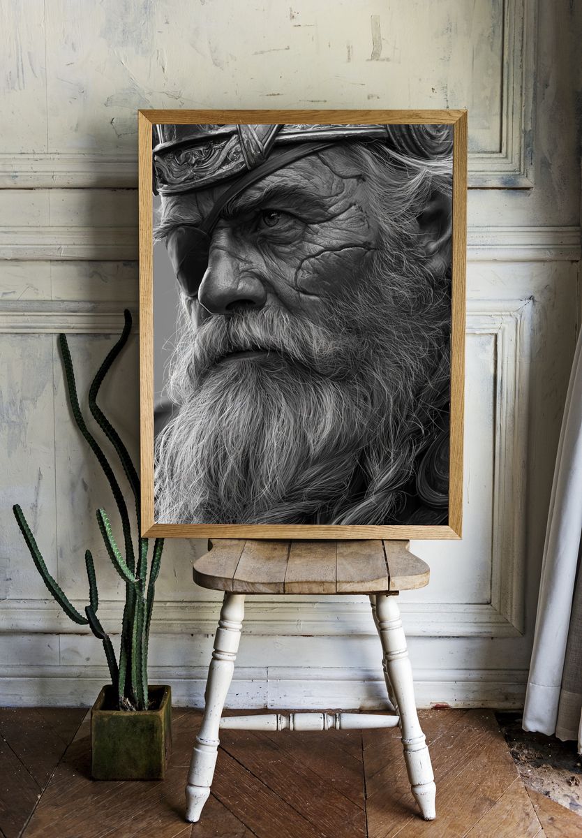 Viking Warrior Portrait Print. room preview