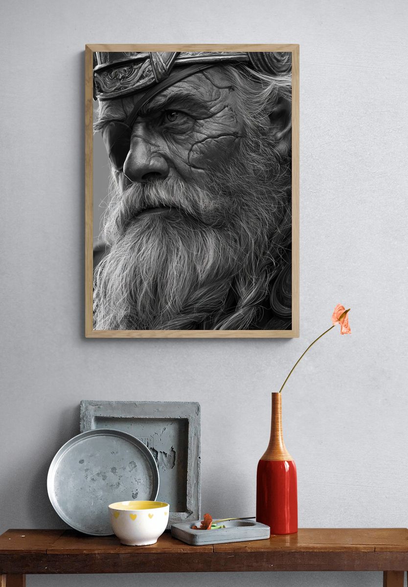Viking Warrior Portrait Print. — room view 3