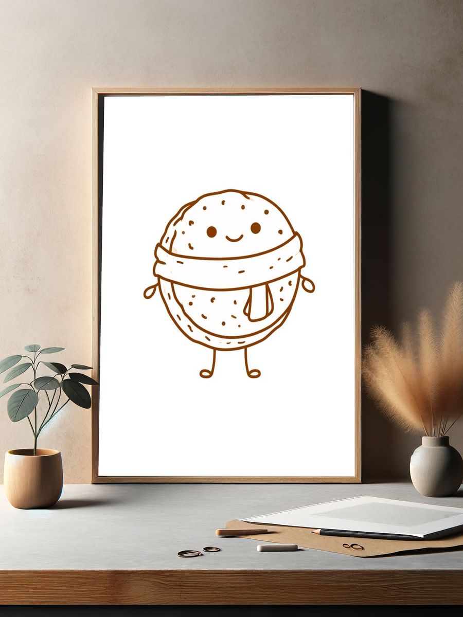 Cute Bread Character Illustration Poster. — room view 2