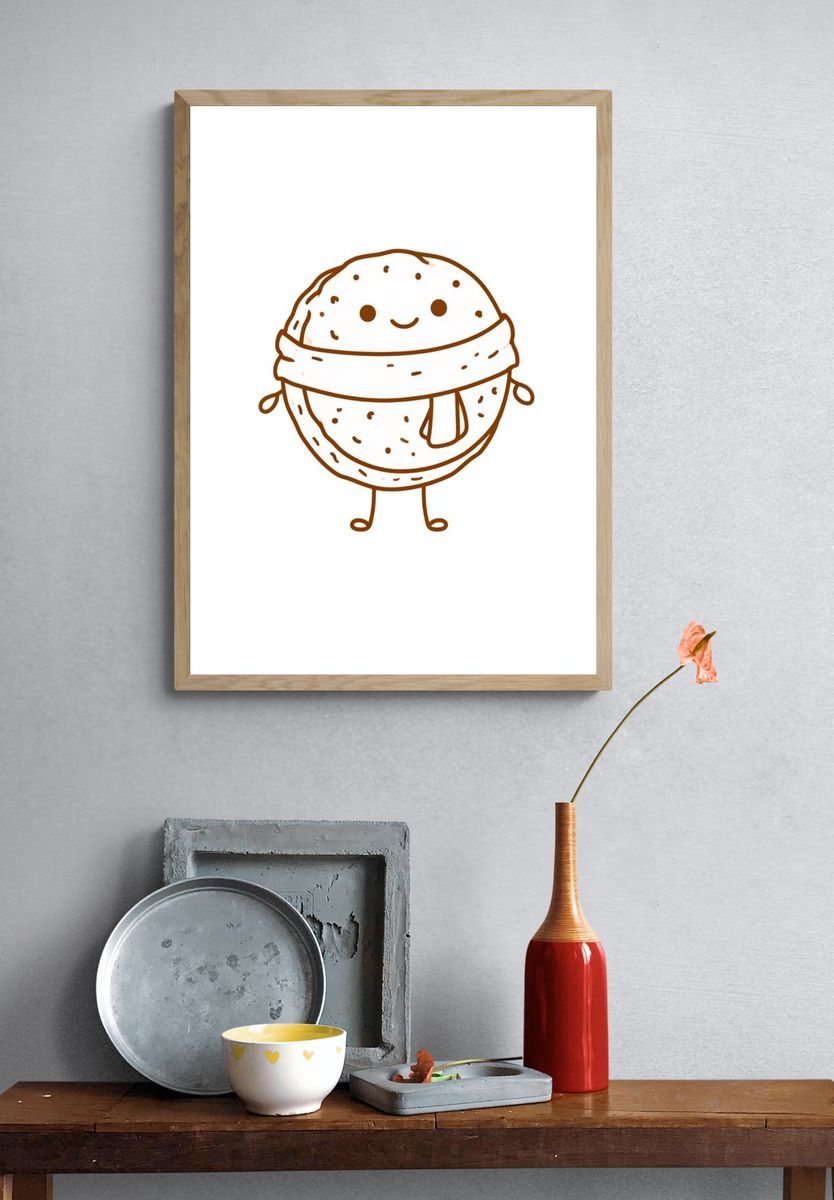 Cute Bread Character Illustration Poster. — room view 3