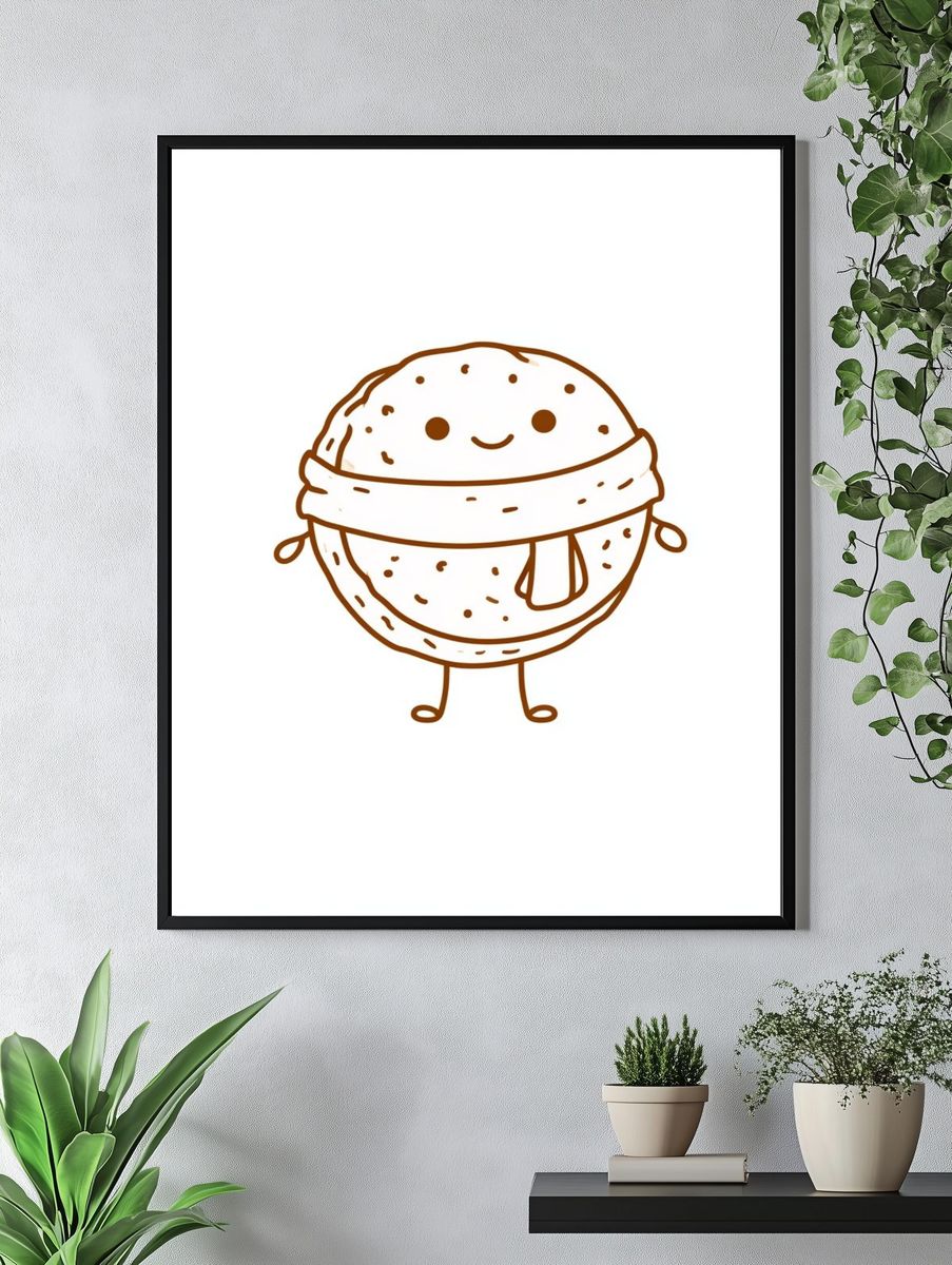 Cute Bread Character Illustration Poster. — room view 4