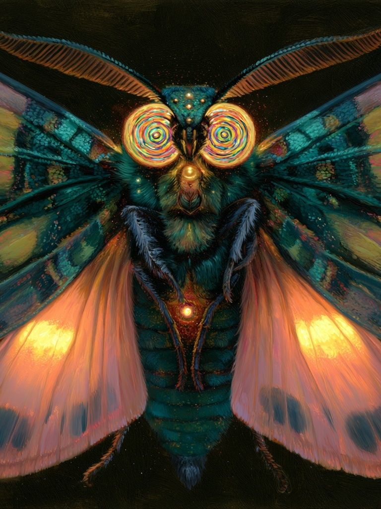 Psychedelic Moth Illustration Poster. poster detail