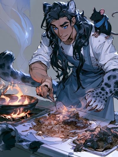 Fantasy Cat Chef Illustration Poster. poster