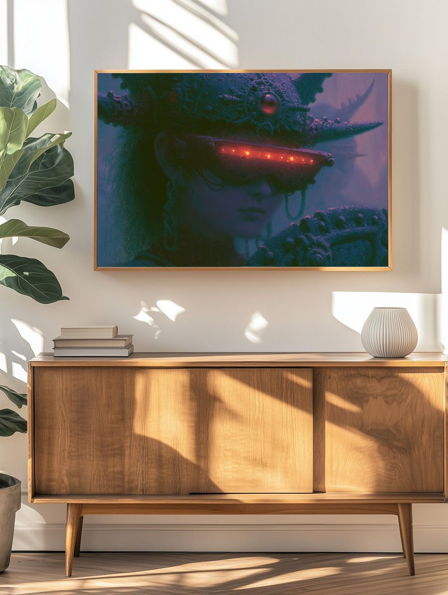 Cybernetic Goddess Digital Art Poster. — room view 3
