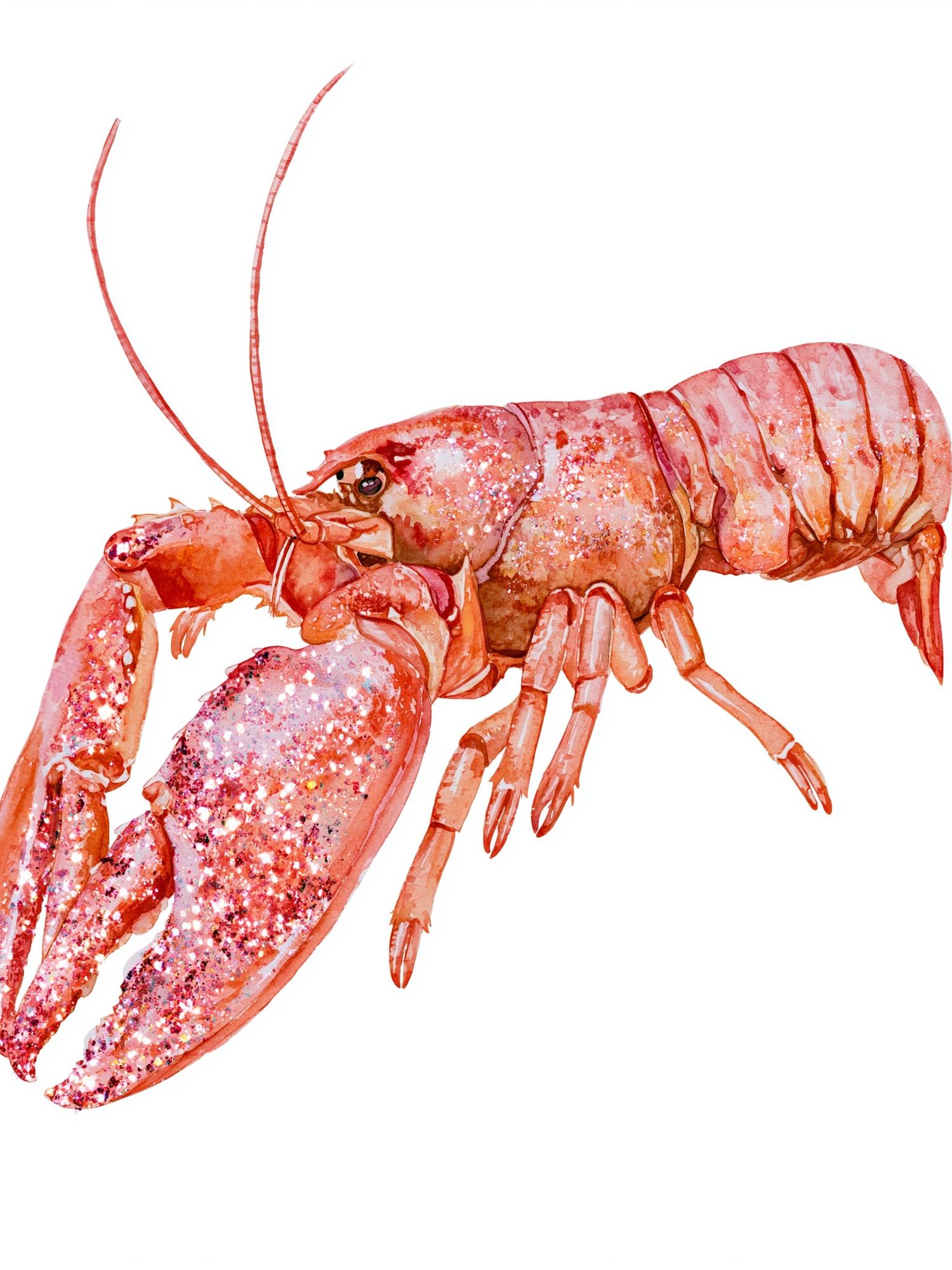 Pink Lobster Watercolor Print. poster detail