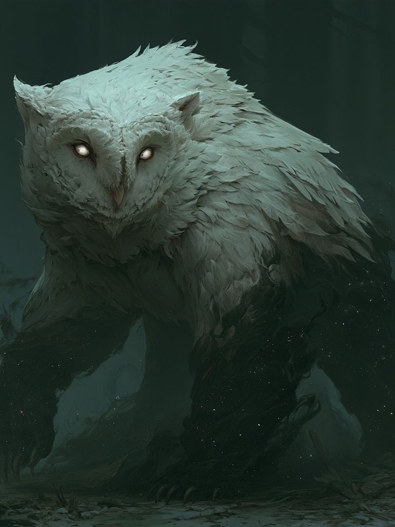 Ghost Owl Fantasy Illustration Poster. poster detail